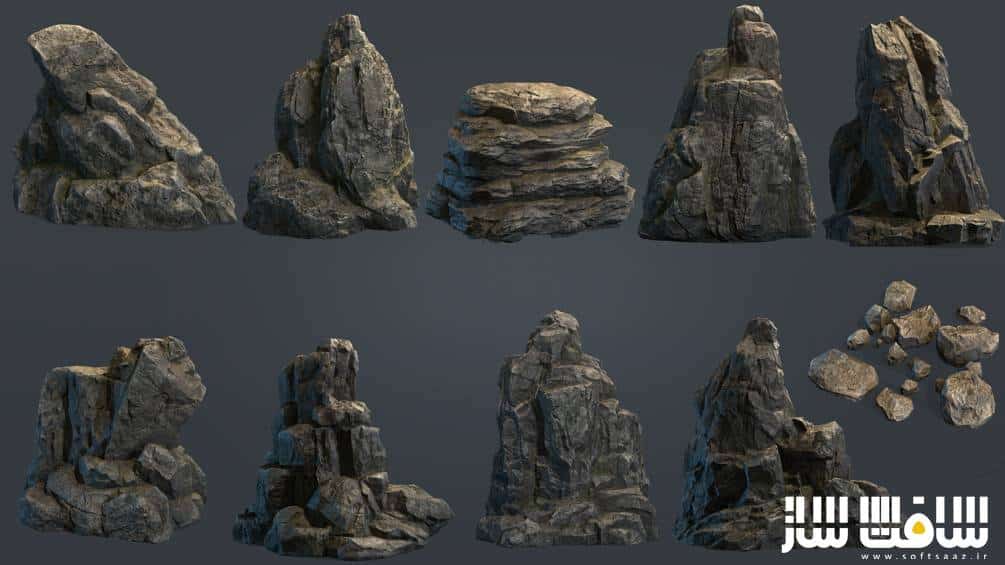 دانلود مجموعه مدل سه بعدی 10 نوع تخته سنگ