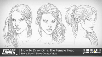نحوه کشیدن سر و صورت زنانه : نمای جلو و کنار و سه چهارم