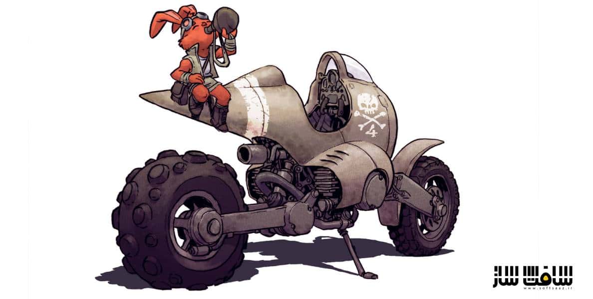 آموزش نقاشی یک موتورسیکلت با خرگوش از SVS Learn