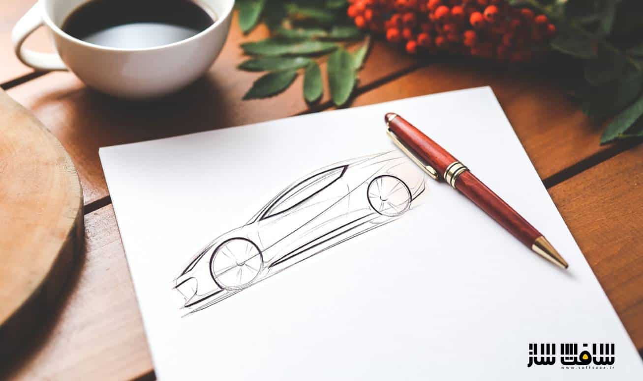 چگونگی اسکچ دقیق و صحیح از خودرو با مداد و کاغذ 