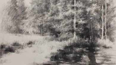 نقاشی منظره با ذغال از روی عکس توسط Ben M Young