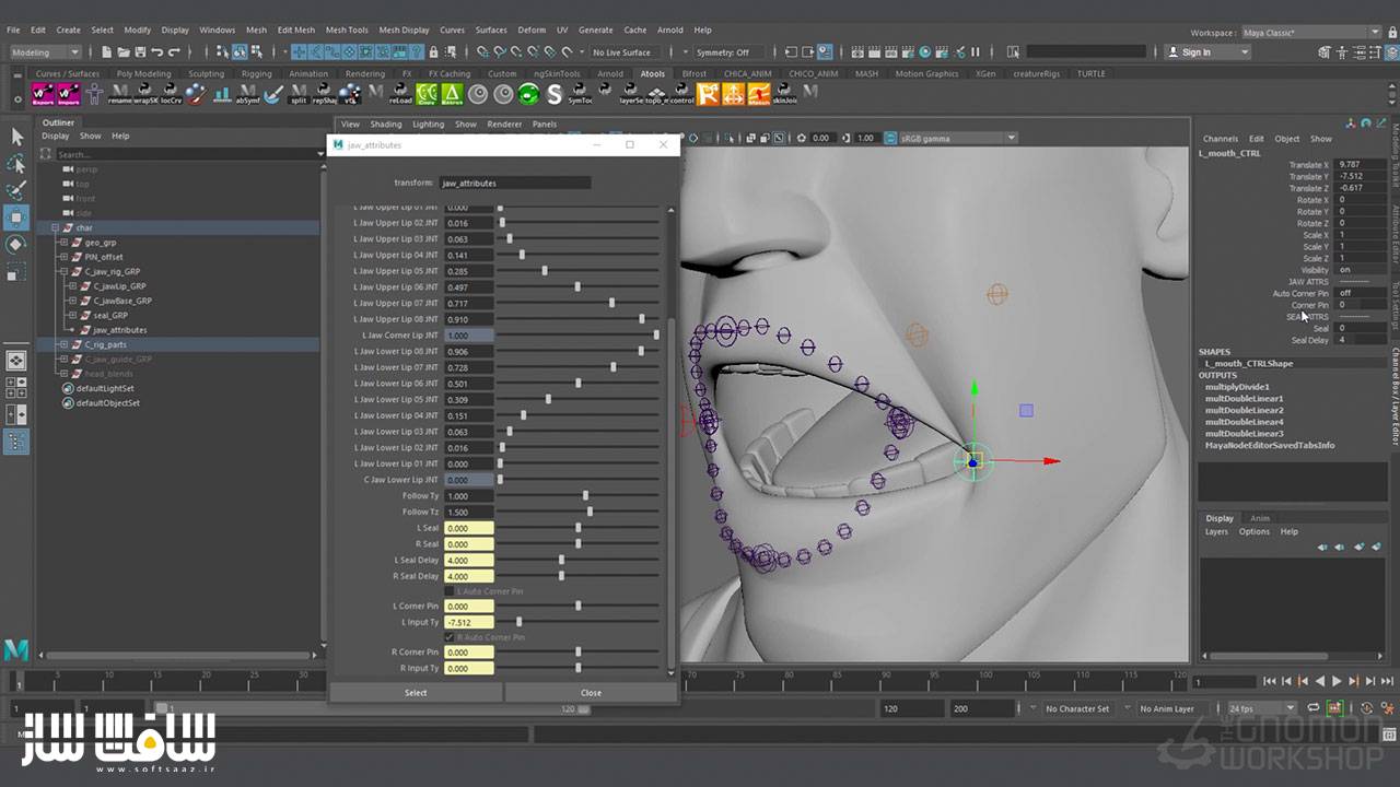python: python rigging in maya part 1 in hindi | how... آموزش ریگ بندی فک یک کاراکتر با Python در Maya | سافت ساز