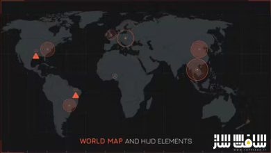دانلود پروژه نقشه جهان و عناصر HUD برای افترافکت